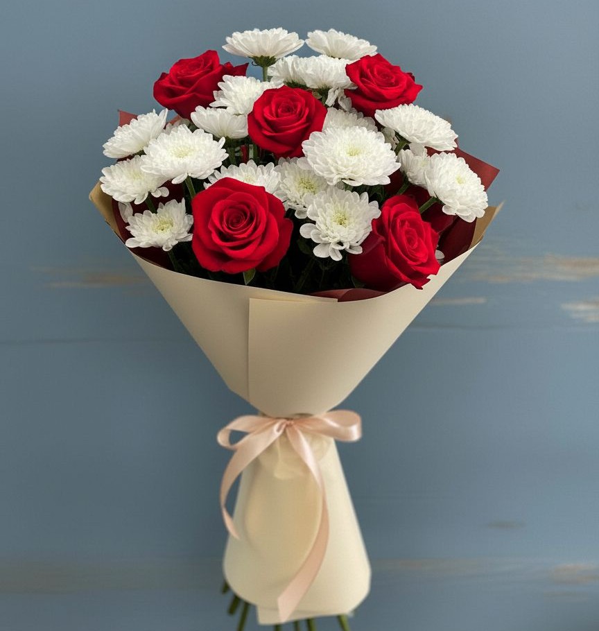 Букет цветов из: Розы и Хризантемы в Глотовке