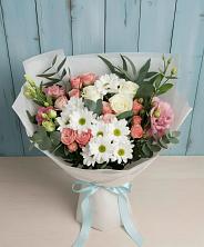 Букет цветов из:  Розы, Лизиантусы и Хризантемы в Глотовке