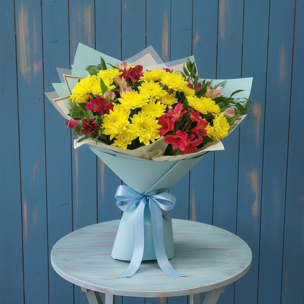 Букет цветов из: Альстромерии и Хризантемы в Глотовке