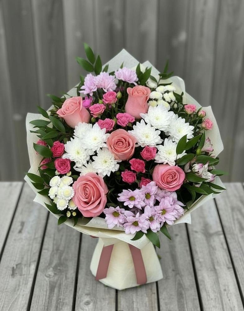 Букет цветов из: Альстромерии, Гвоздики, Розы и Хризантемы в Глотовке