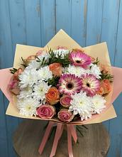 Букет цветов из:  Розы, Герберы и Хризантемы в Глотовке