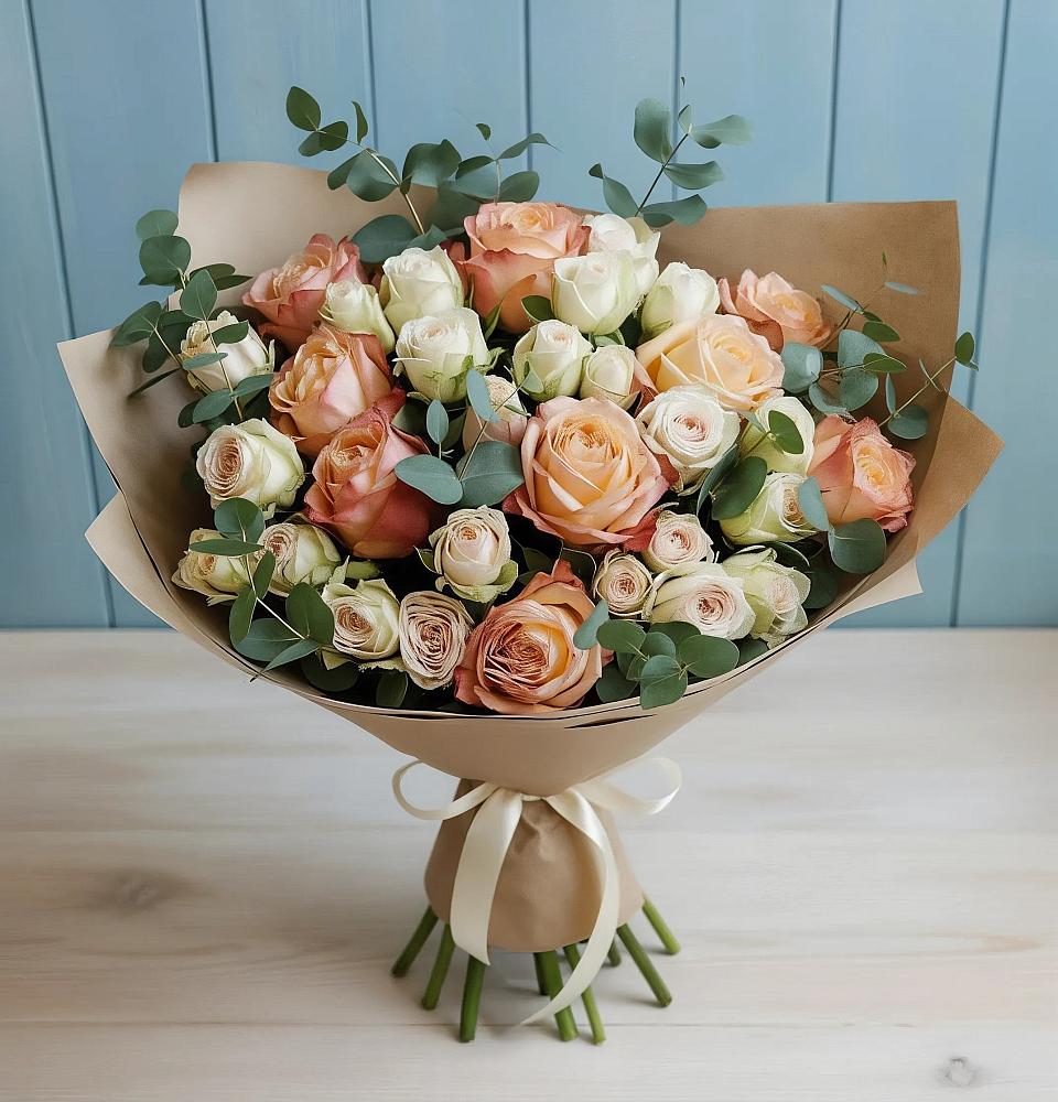 Букет цветов из: Альстромерии и Розы в Глотовке