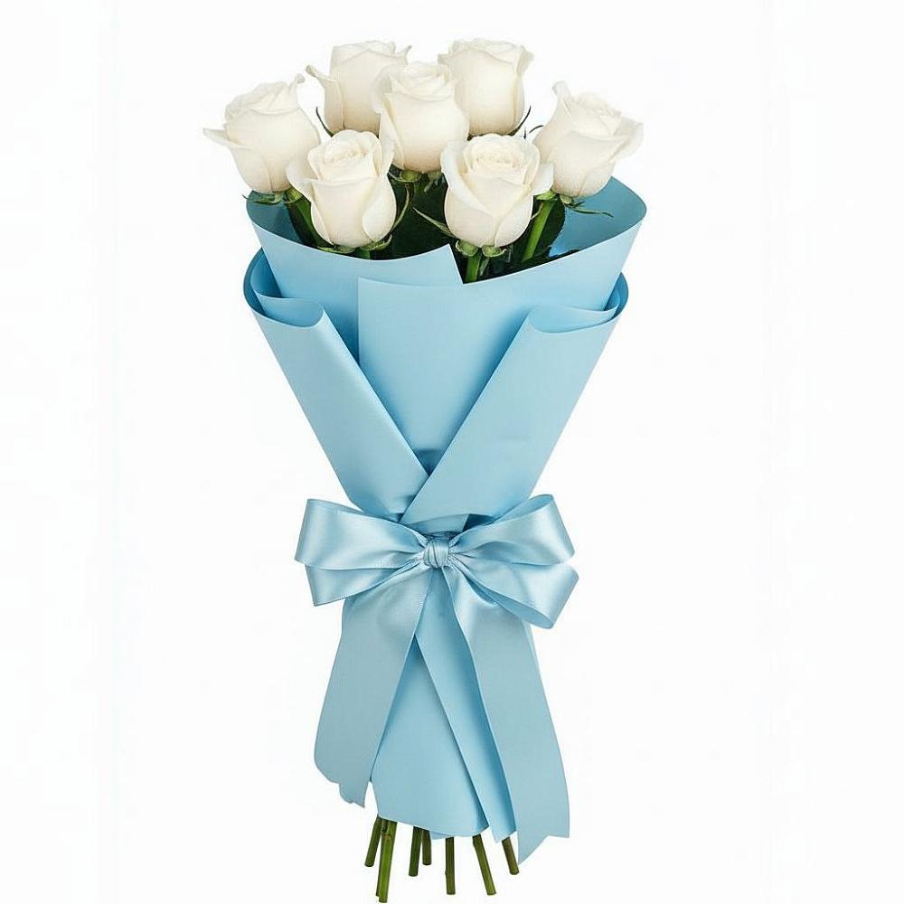 Букет 7 белых роз Проуд в Глотовке
