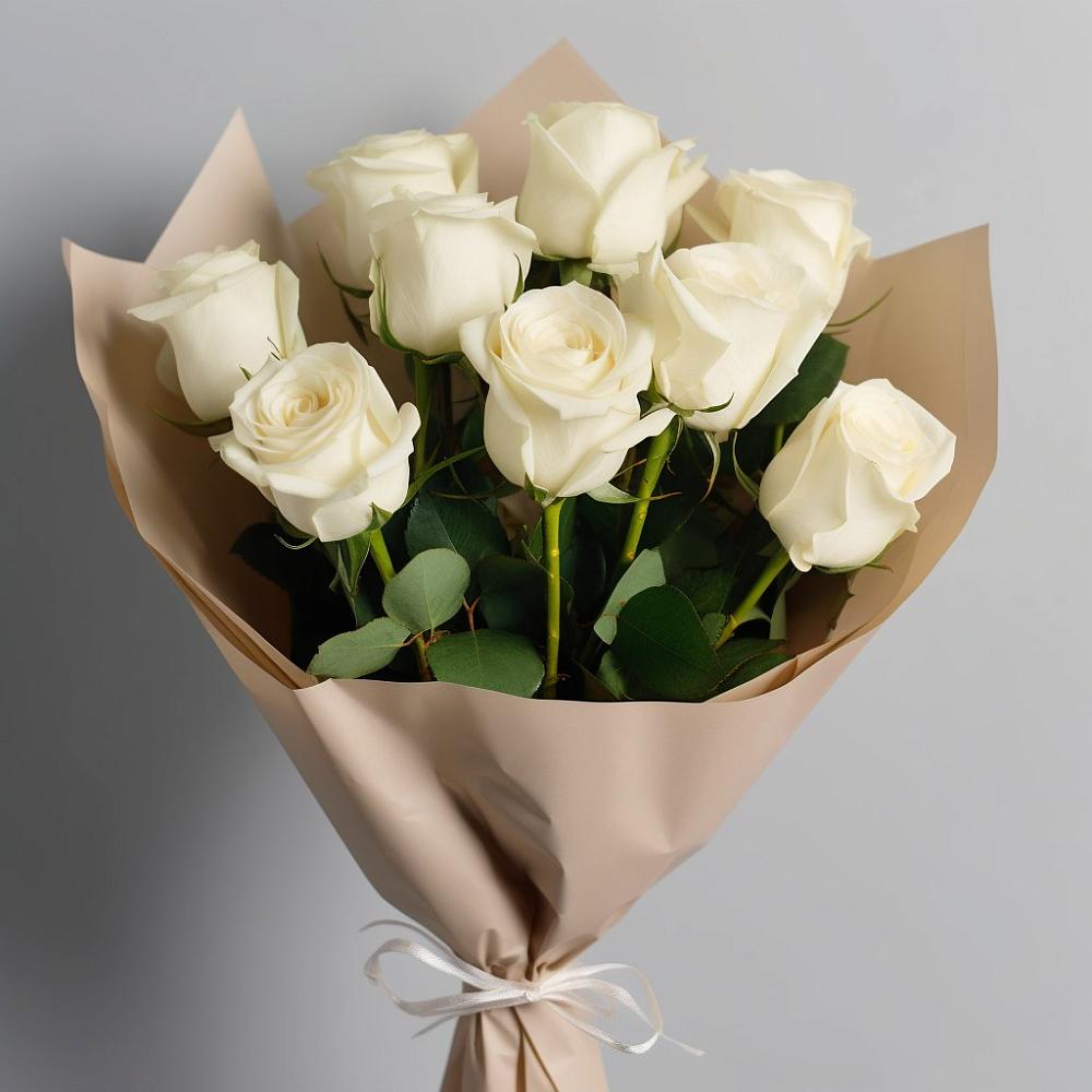 Букет 9 Белых роз Эдлесс Лав в Глотовке