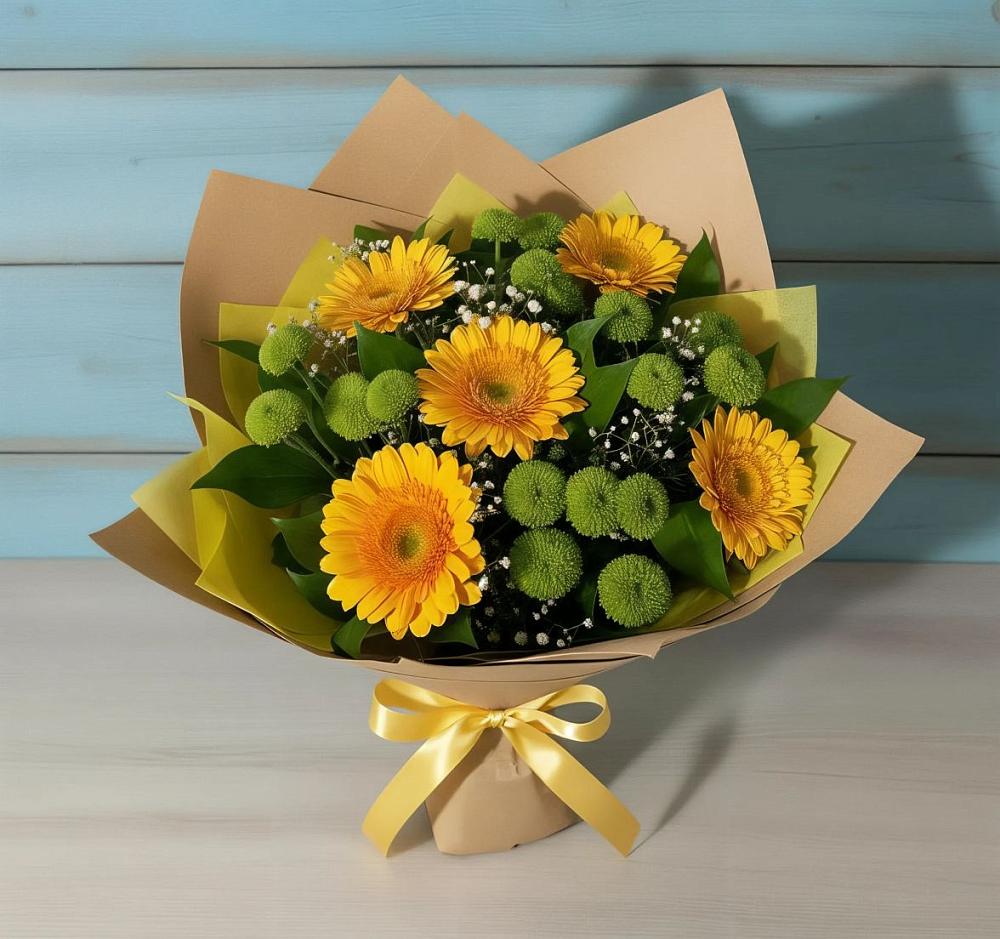 Букет цветов из: Герберы и Хризантемы в Глотовке