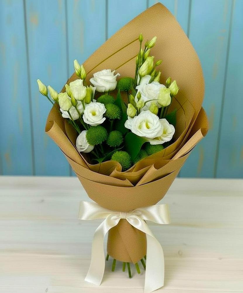 Букет цветов из: Хризантемы и Лизиантусы в Глотовке