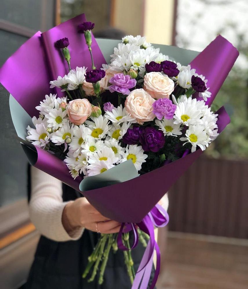 Букет цветов из: Хризантемы, Гвоздики и Розы в Глотовке