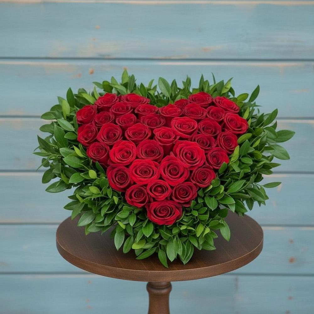 Цветочная композиция из Розы в виде сердца в Глотовке