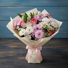 Букет цветов из:  Хризантемы, Альстромерии и Розы в Глотовке