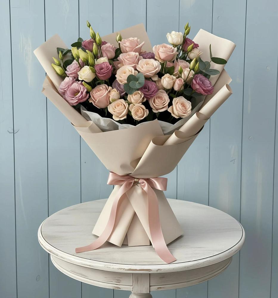 Букет цветов из: Розы и Лизиантусы в Глотовке