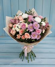 Букет цветов из:  Хризантемы, Розы и Альстромерии в Глотовке