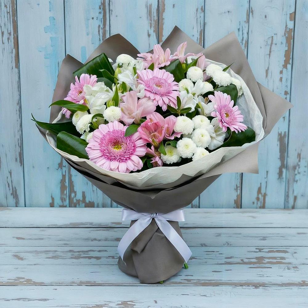 Букет цветов из: Герберы, Альстромерии и Хризантемы в Глотовке