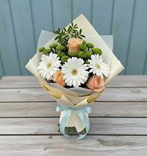 Букет цветов из:  Герберы, Розы и Хризантемы в Глотовке