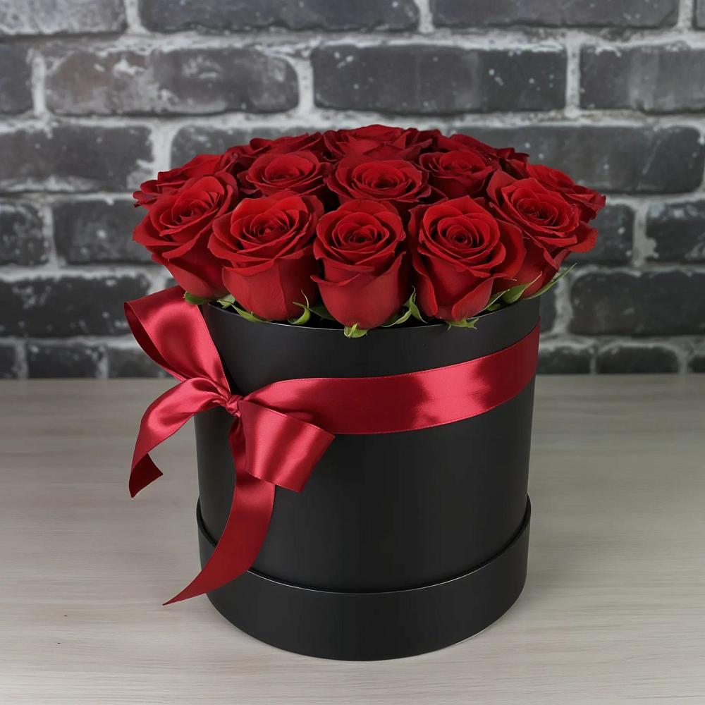 Цветочная композиция из Розы в шляпной коробке в Глотовке